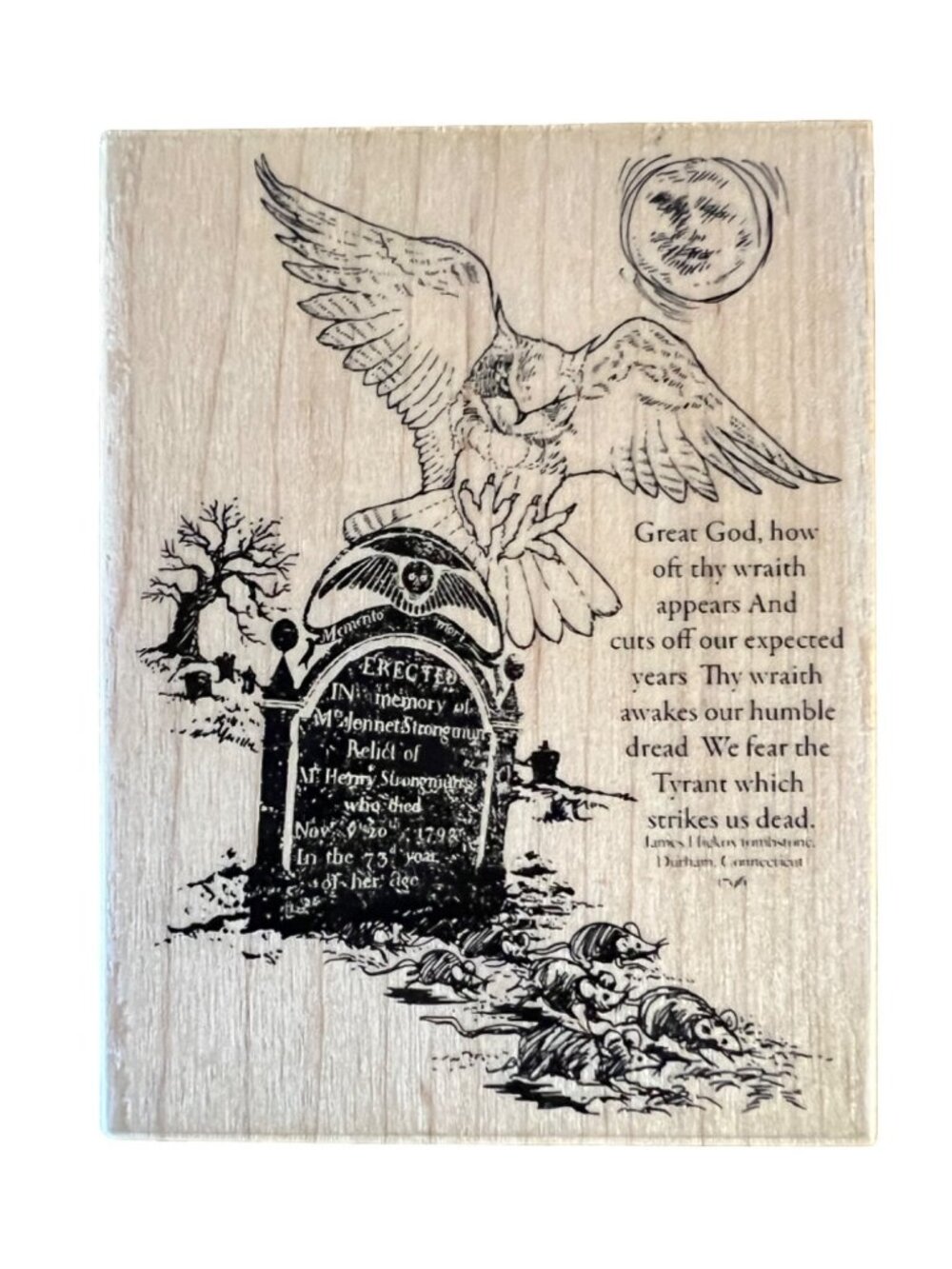 Stampendous Halloween Rubber Stamp R230 Owl Tombstone 2015